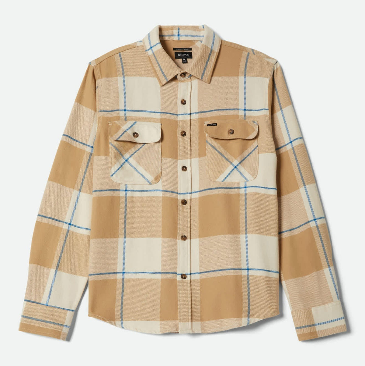 Brixton Bowery White Cap Sand Cyber Blue L/s Flannel Shirt