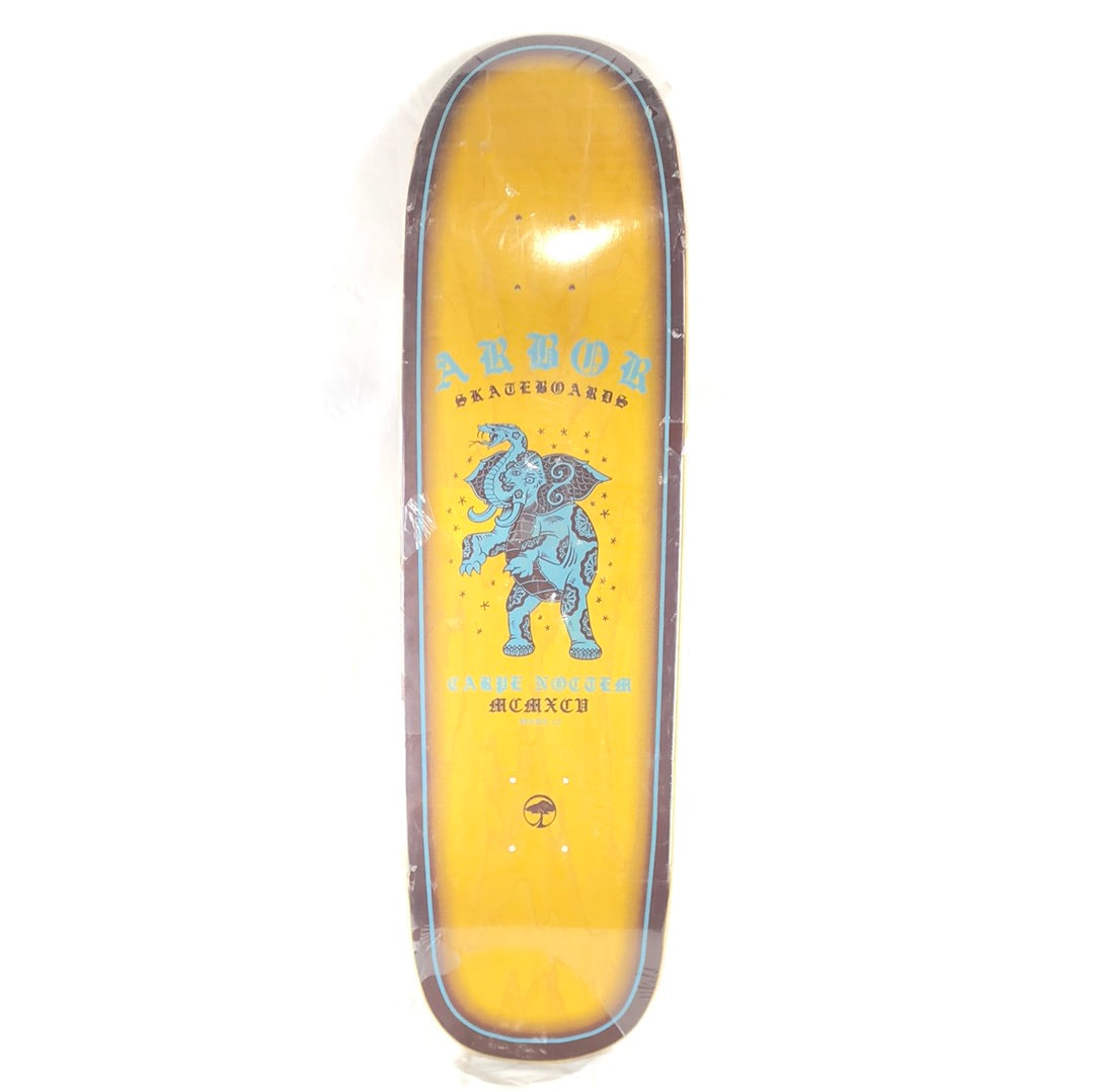 Arbor Carpe Noctem Elephant Graphic Blank Yellow/Blue/Black Size 9.75 Skateboard Deck