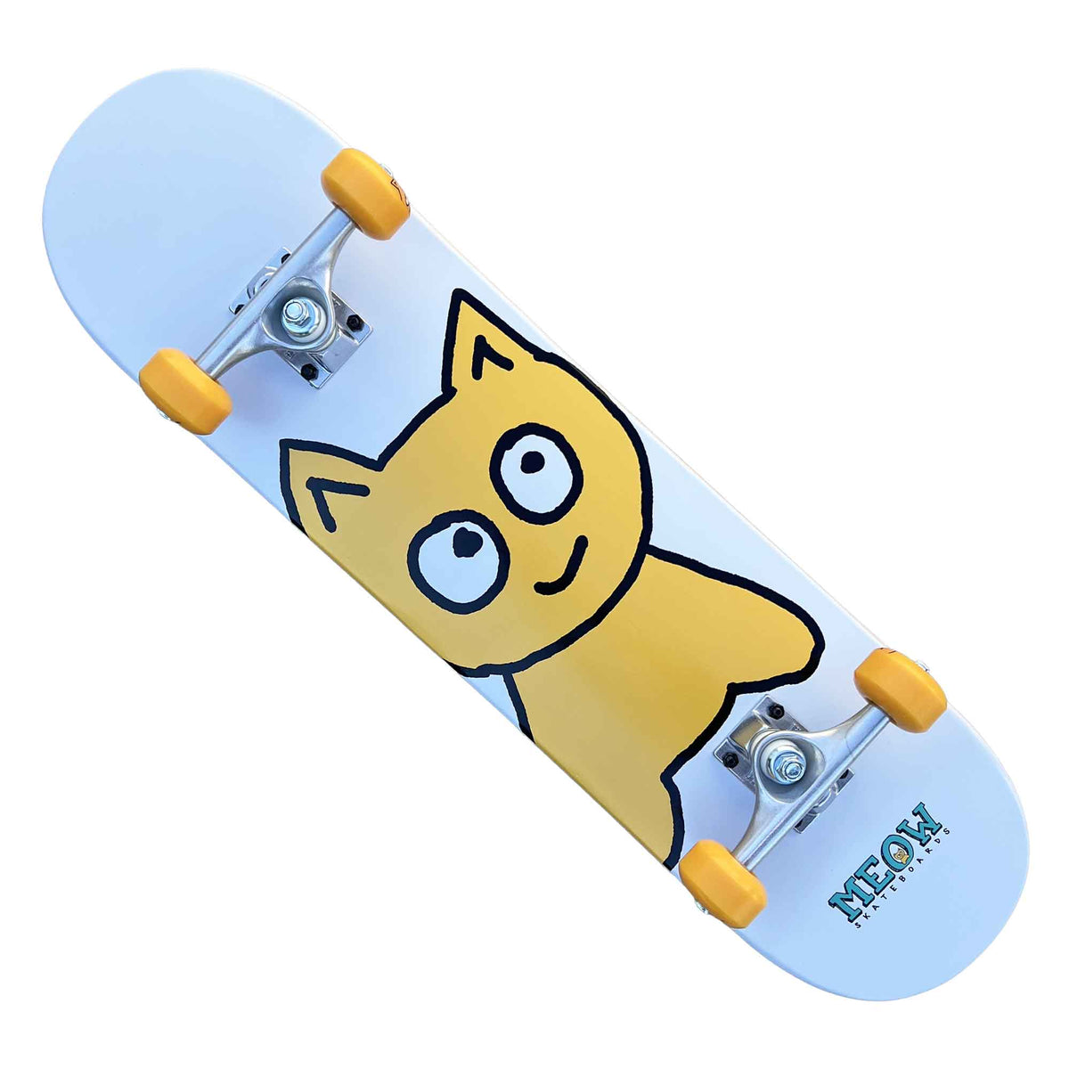 Meow Big Cat White Skateboard Complete
