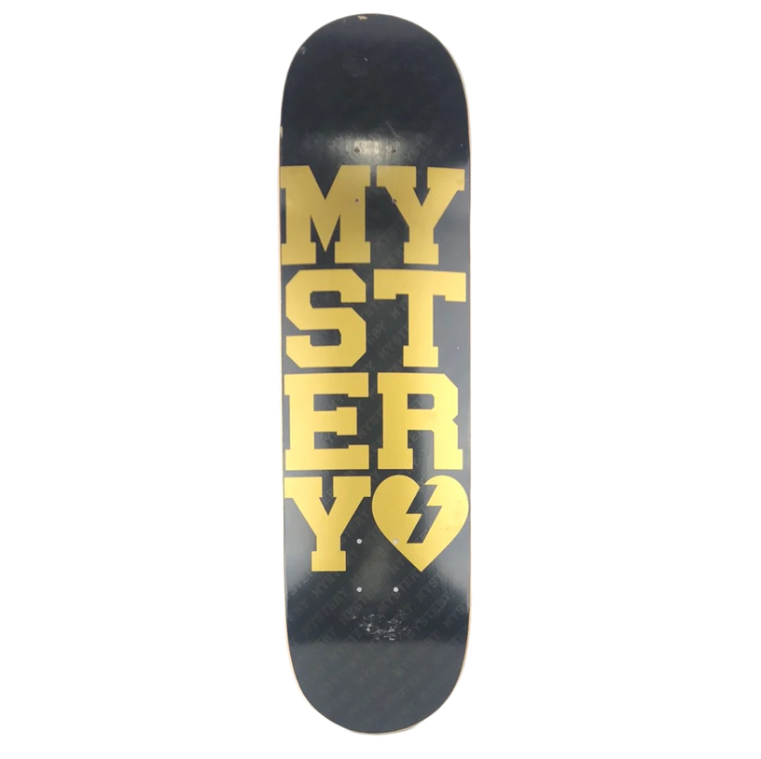 Mystery Vertical Writing Graphic Black/Gold Size 8.5" Vintage NOS Deck