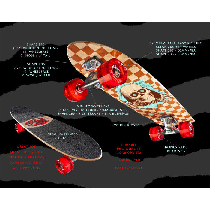 Powell Peralta Cruiser Sidewalk Surfer Retro Checker 8.37” Skateboard Complete