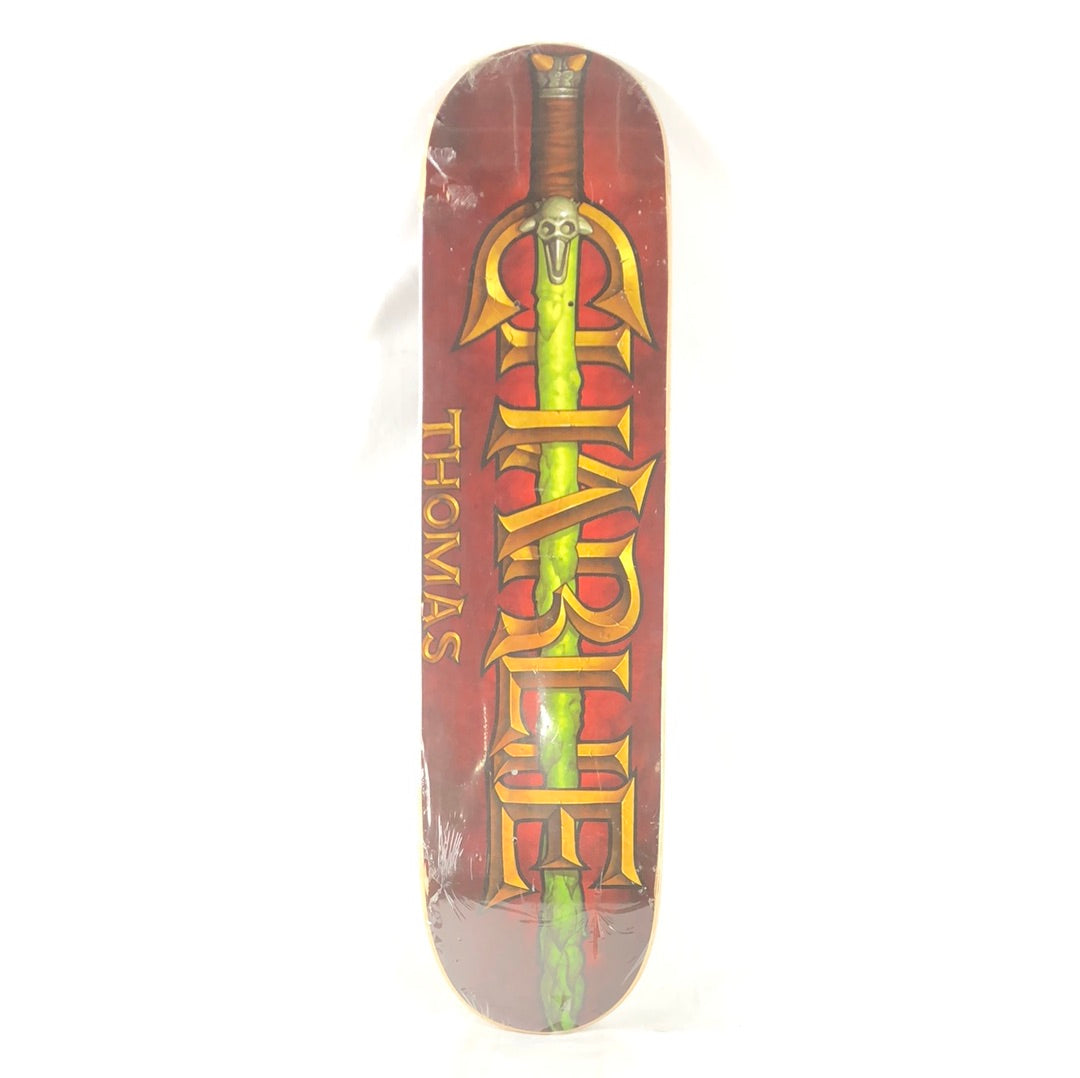 Hollywood Charlie Thomas Sword Graphic Red Gold Green Black Size 7.75" Skateboard Deck