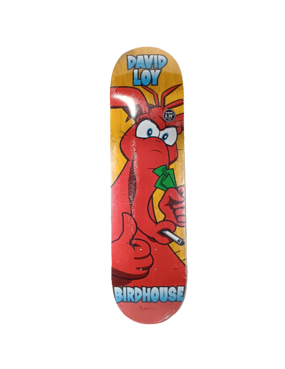 Birdhouse David Loy DL Big Red Yellow Woodgrain Size 8.38 Vintage NOS Deck