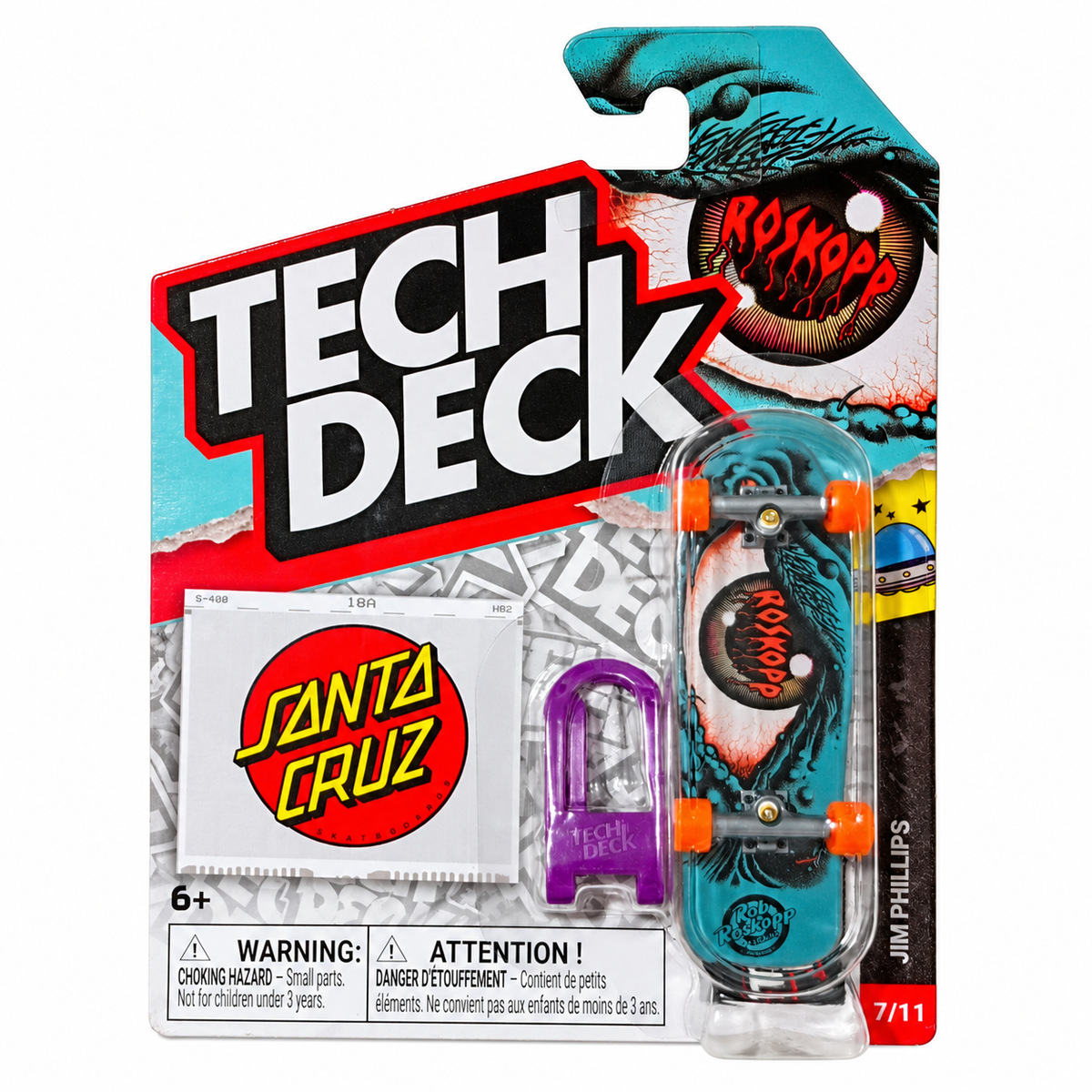 Tech Deck Santa Cruz Roskopp Eye Shaped Fingerboard Complete