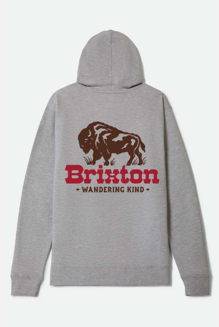 Brixton Drifter Heather Grey Hooded Sweatshirt