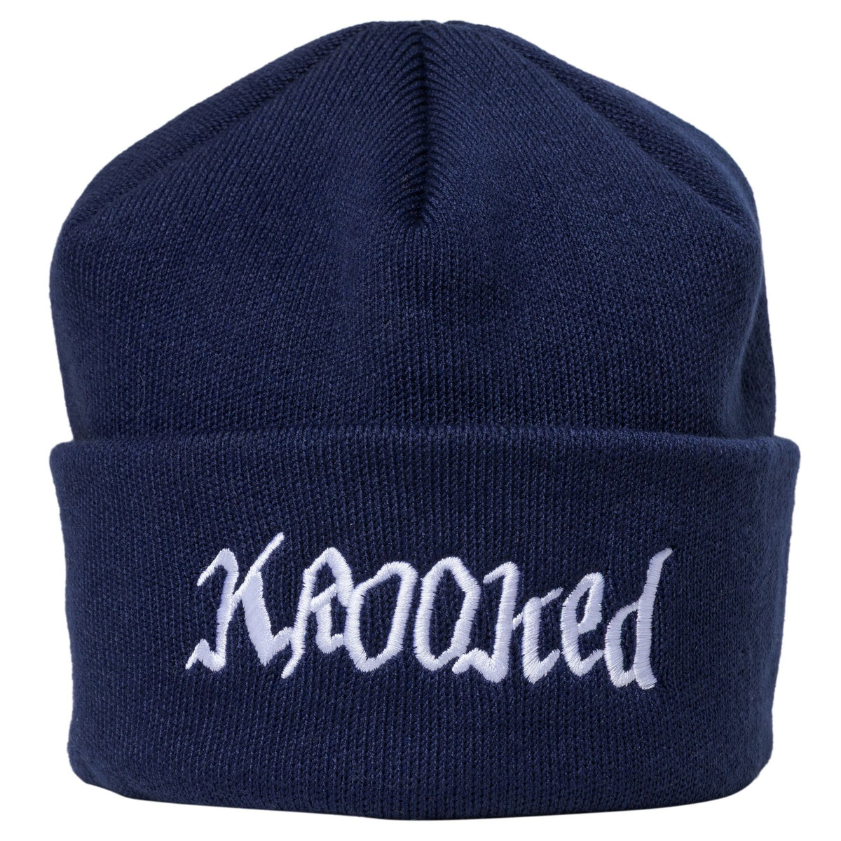 Krooked Double Ok Script Navy Cuff Beanie