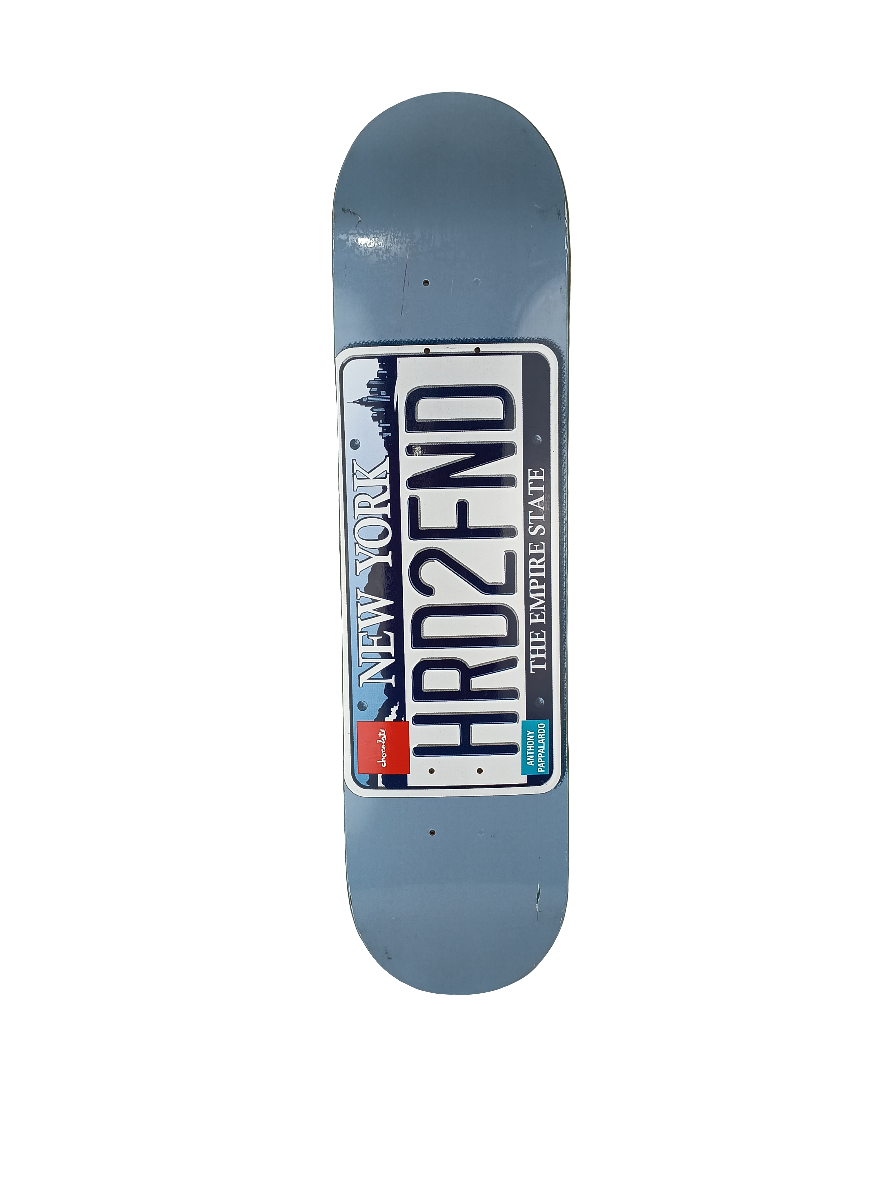 Chocolate Skateboards Anthony Pappalardo HRD2FND Blue White Navy License Plate Series Size 7.34 Vintage NOS Deck RP