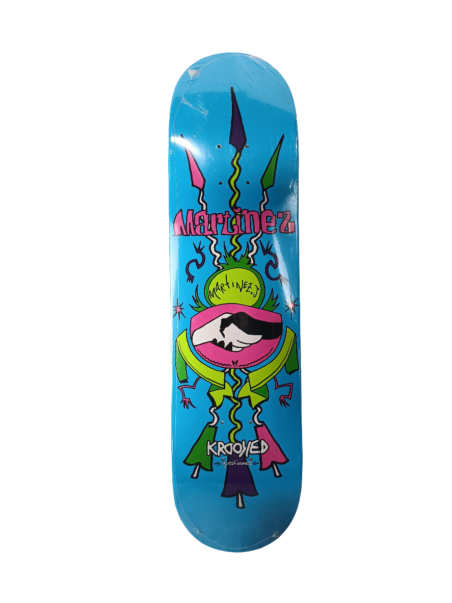 Krooked Jesse Martinez Guest Model Handshake Ribbons Blue Pink Green Size 7.8" Vintage NOS Deck