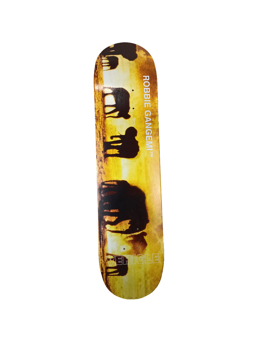 Vehicle Robbie Gangemi Elephants Black Yellow White Size 7.6" Vintage NOS Deck