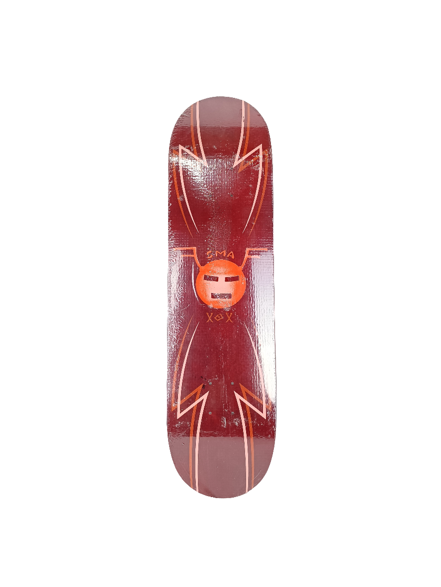Santa Monica Airlines SMA XOX Fiber Glass Burgundy Orange Size 8.25 Skateboard Deck