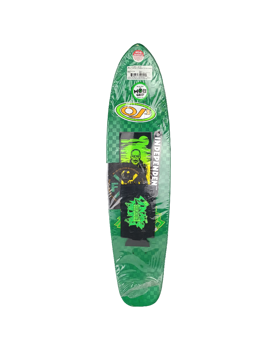 Creature X Bruicidal Tendencies Sam Hitz Bottle Opener Powerply Green Checks Purple Yellow Size 7.9 Vintage NOS Deck