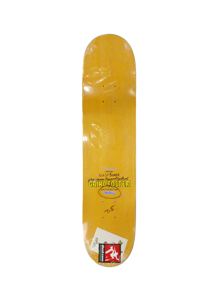 Krooked Cairo Foster Precision Beyond Control Guest Model Kickflip Purple Yellow Multi Size 7.5" Vintage NOS Deck