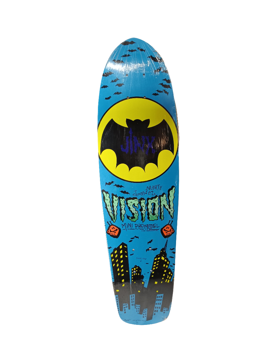 Vision Marty Jinx Jiminez Mini Silk Screened Blue Black Yellow Size 8" Vintage NOS Cruiser Deck