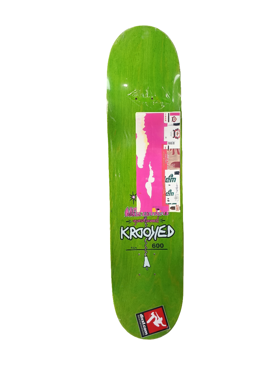Krooked Jesse Martinez Guest Model Handshake Ribbons Blue Pink Green Size 7.8" Vintage NOS Deck