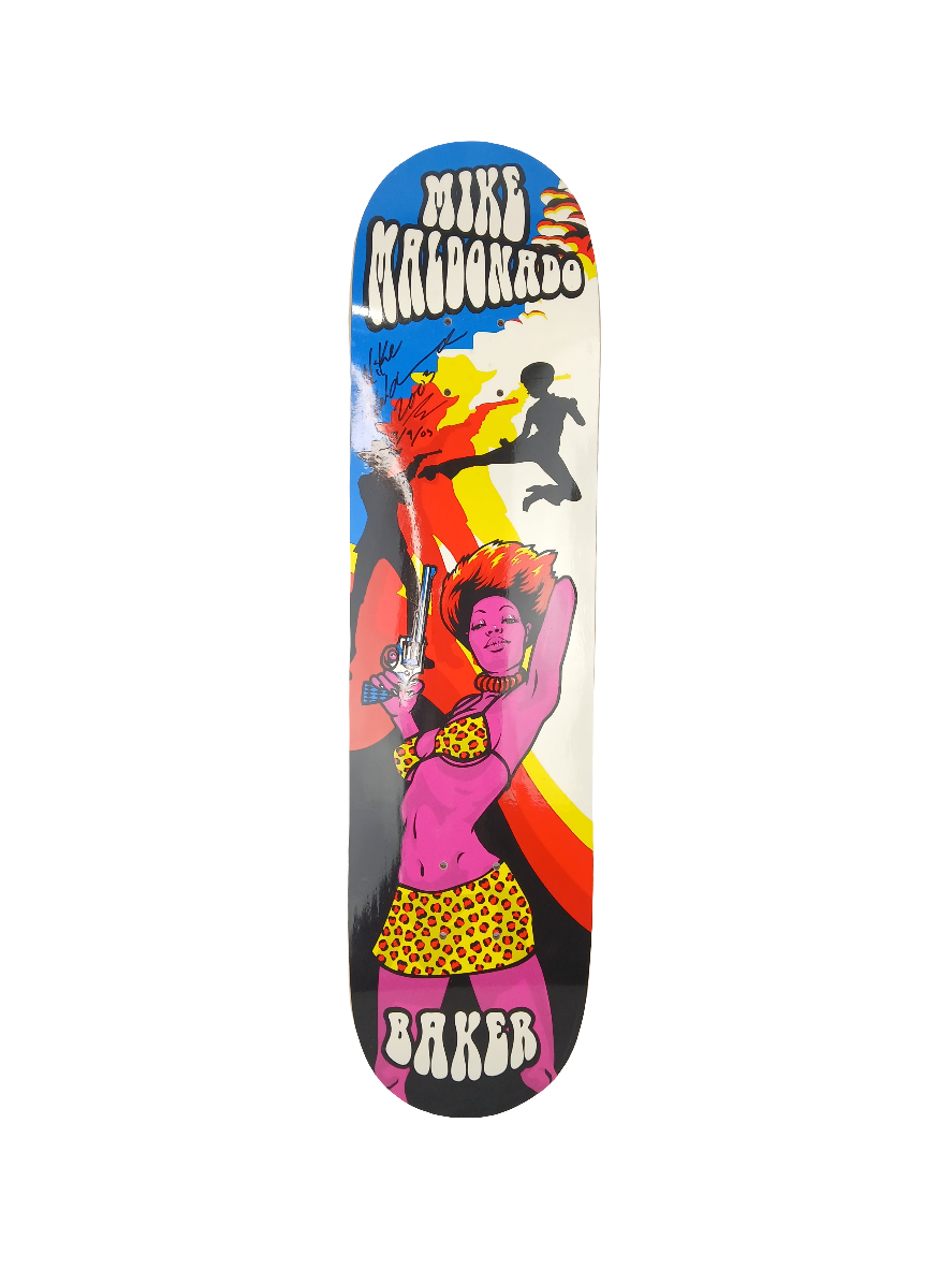 Baker Mike Maldonado Autographed Ninja Kick Multi Size 7.625" Vintage NOS Deck