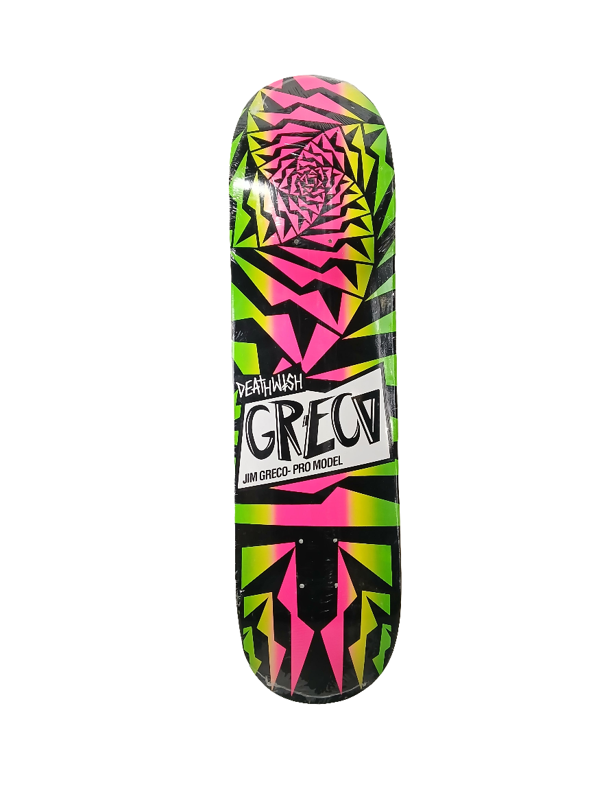 Deathwish Jim Greco Maze Black Green Pink Tye Dye Size 8.125" Vintage NOS Deck
