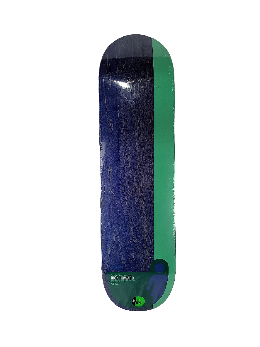 Girl Rick Howard Tail Block Blue Woodgrain Teal Green Size 8.5 X 31.875 Shape G033 Vintage NOS Deck
