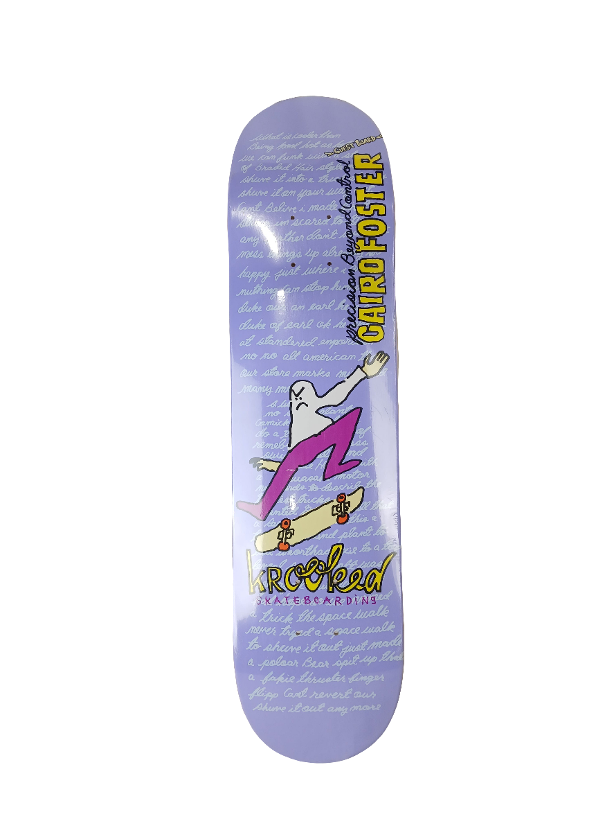Krooked Cairo Foster Precision Beyond Control Guest Model Kickflip Purple Yellow Multi Size 7.5" Vintage NOS Deck