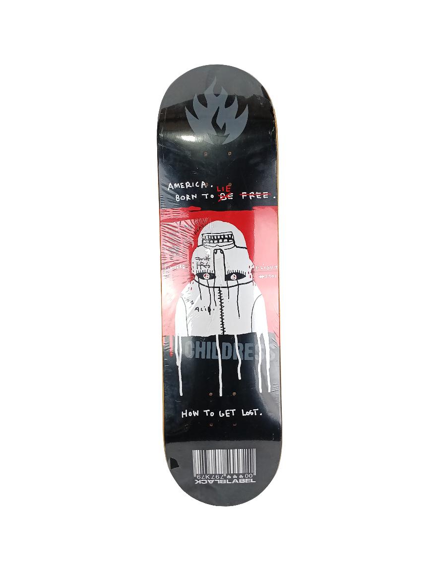 Black Label Chet Childress Upside Down Skull Black Red White 8.5" Vintage NOS Deck