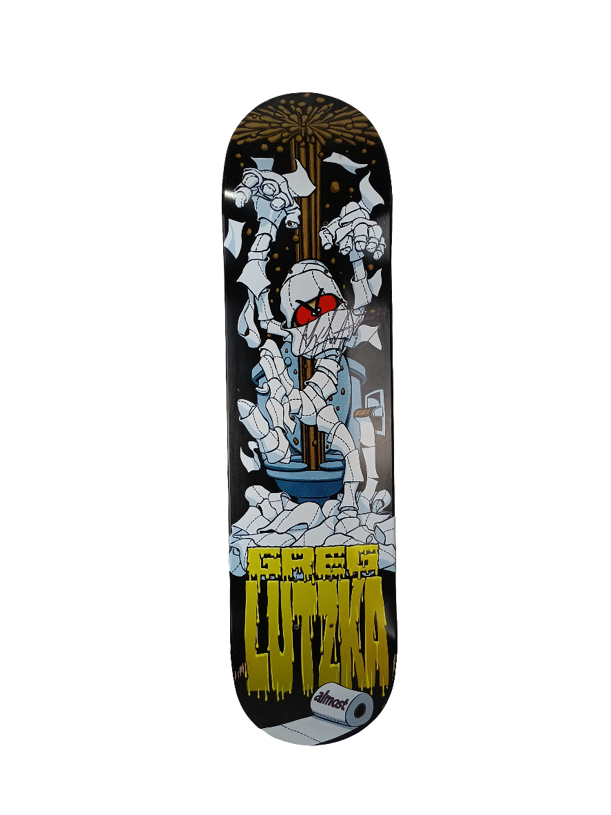 Almost Greg Lutzka Autographed Toilet Paper Man Black Green White Size 7.78" Vintage NOS Deck