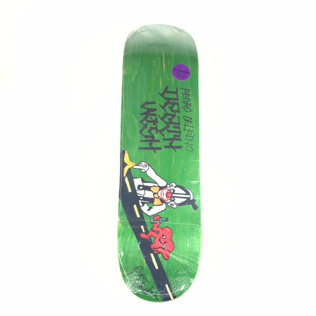 Deathwish Pedro Delfino Clown Green 8.25 Ron Chatman Signed Skateboard Deck