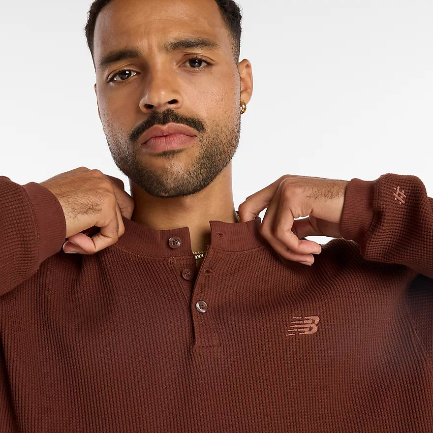 New Balance Numeric Rich Oak Waffle Knit L/s Henley