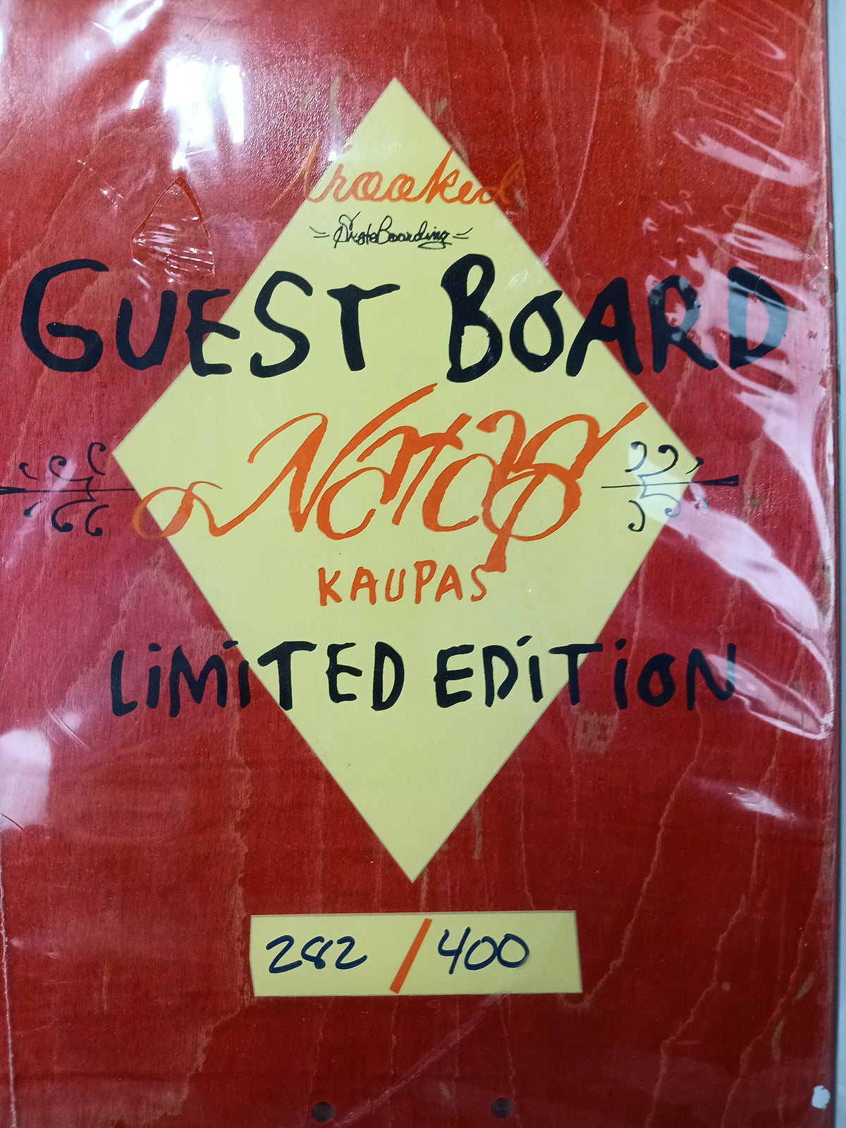 Krooked Natas Kaupus Guest Model Cat Purple Yellow Black Size 7.75" Vintage NOS Deck
