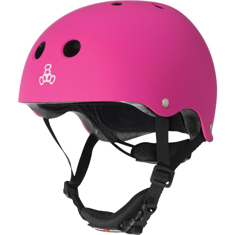 Triple Eight LIL 8 Neon Pink Rubber Youth Helmet